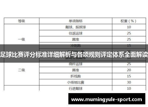 足球比赛评分标准详细解析与各项规则评定体系全面解读